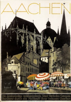 Aachen vintage German travel poster